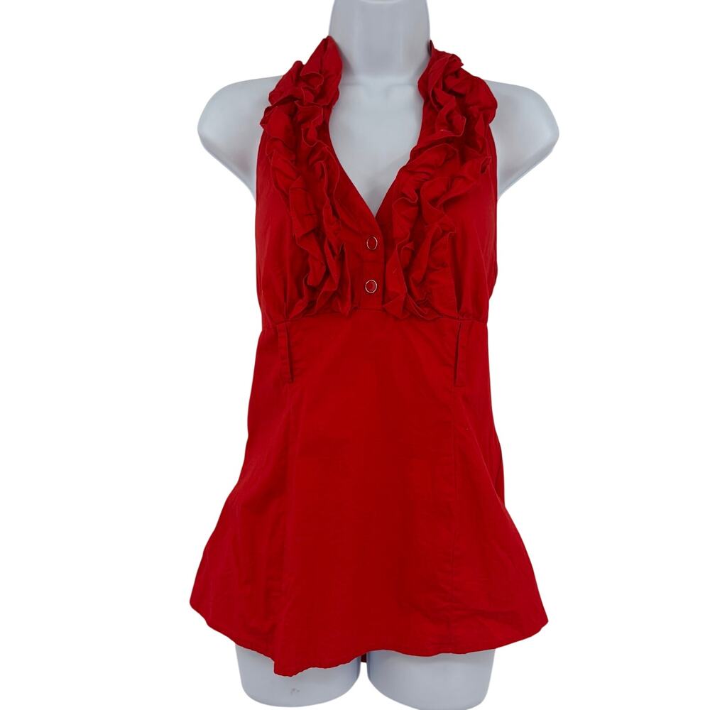 Heart Soul Halter Ruffle Womens Top Sz XL Y2K Coquette Romantic Date Night Club